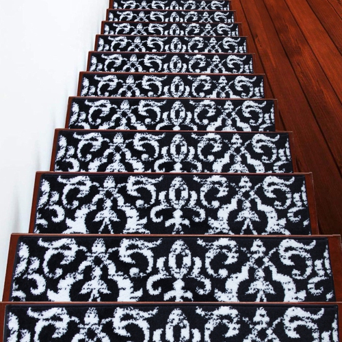 SUSSEXHOME  Stair Treads - Carpet Strips for Indoor Stairs - Easy to Install With Double Adhesive Tape - Safe, 9" X 28" - 7-Pack - In Navy