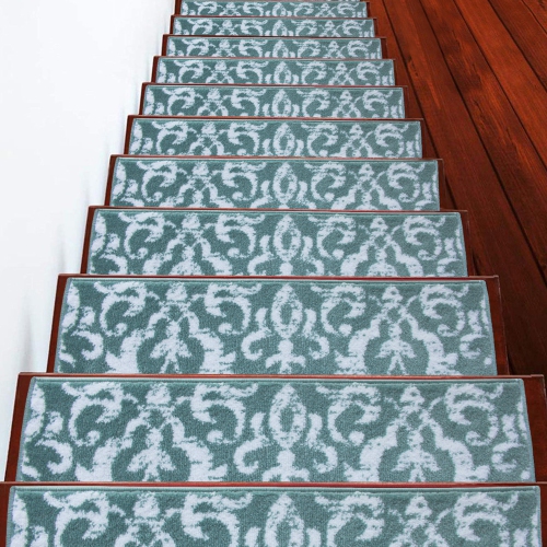 SUSSEXHOME  Stair Treads - Carpet Strips for Indoor Stairs - Easy to Install With Double Adhesive Tape - Safe, 9" X 28" - 13-Pack - In Teal