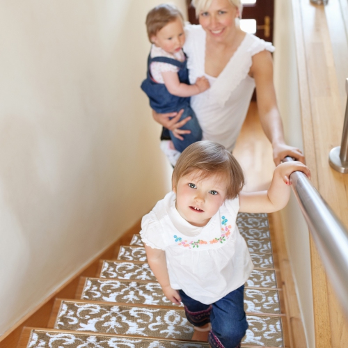 SussexHome Stair Treads - Carpet Strips for Indoor Stairs - Easy to Install with Double Adhesive Tape - Safe, 9" X 28" - 4-Pack - Beige