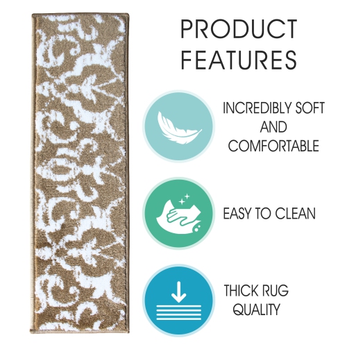 SussexHome Stair Treads - Carpet Strips for Indoor Stairs - Easy to Install with Double Adhesive Tape - Safe, 9" X 28" - 4-Pack - Beige