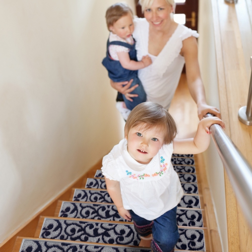 SussexHome Stair Treads - Carpet Strips for Indoor Stairs - Easy to Install with Double Adhesive Tape - Safe, 9" X 28" - 13-Pack - Navy