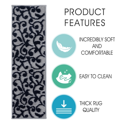 SussexHome Stair Treads - Carpet Strips for Indoor Stairs - Easy to Install with Double Adhesive Tape - Safe, 9" X 28" - 13-Pack - Navy