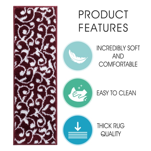 SussexHome Stair Treads - Carpet Strips for Indoor Stairs - Easy to Install with Double Adhesive Tape - Safe, 9" X 28" - 13-Pack - Red