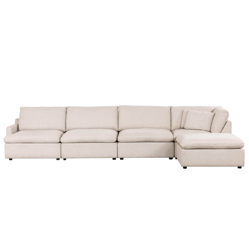 Urban Cali Long Beach Modular L-Shaped Sectional Sofa with Ottoman