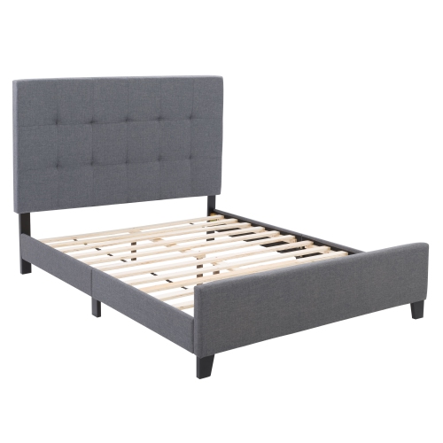 CorLiving Ellery Grey Fabric Tufted Bed, Double