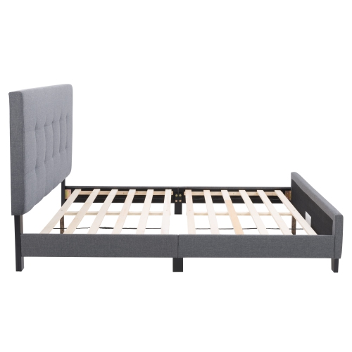 CorLiving Ellery Grey Fabric Tufted Bed, Double