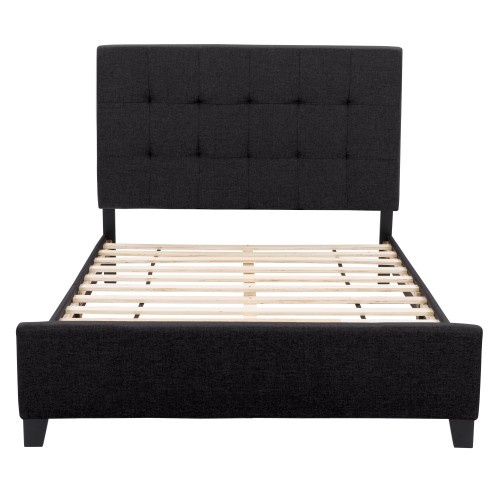 CorLiving Ellery Black Fabric Tufted Bed, Double