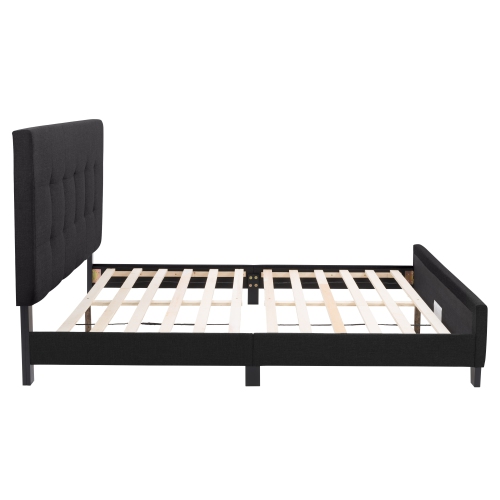 CorLiving Ellery Black Fabric Tufted Bed, Double