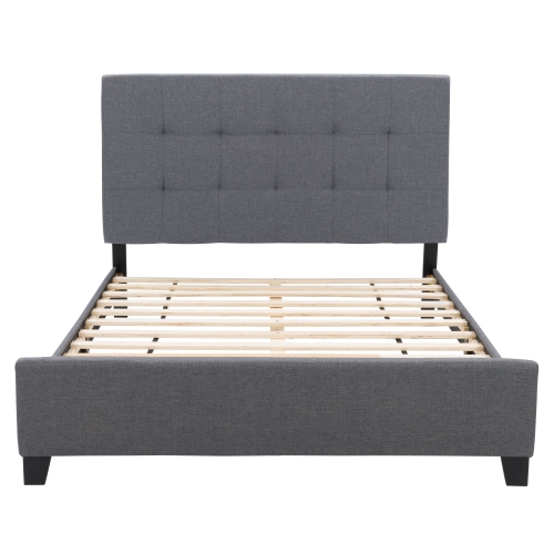 CorLiving Ellery Grey Fabric Tufted Bed, Queen