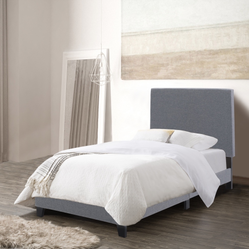 CorLiving Juniper Grey Fabric Upholstered Bed, Single