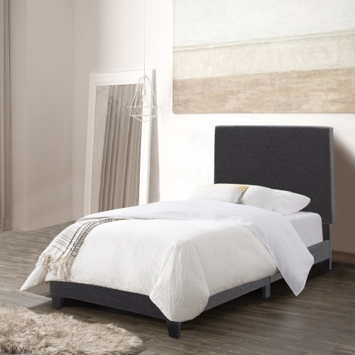 CorLiving Juniper Charcoal Fabric Upholstered Bed, Single