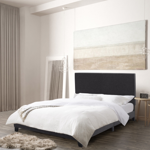 CorLiving Juniper Charcoal Fabric Upholstered Bed, Queen