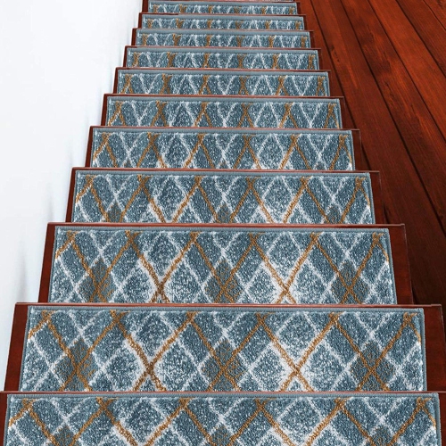 SUSSEXHOME  Stair Treads - Carpet Strips for Indoor Stairs - Easy to Install With Double Adhesive Tape - Safe, 9" X 28" - 7-Pack - In Teal