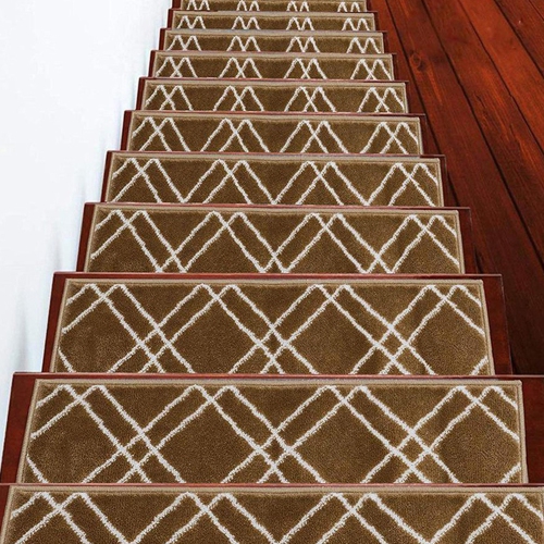 SUSSEXHOME  Stair Treads - Carpet Strips for Indoor Stairs - Easy to Install With Double Adhesive Tape - Safe, 9" X 28" - 4-Pack - In Beige