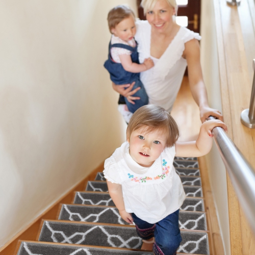 SussexHome Stair Treads - Carpet Strips for Indoor Stairs - Easy to Install with Double Adhesive Tape - Safe, 9" X 28" - 13-Pack - Gray