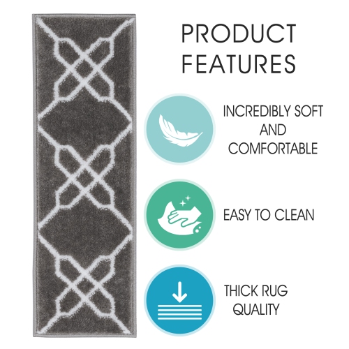 SussexHome Stair Treads - Carpet Strips for Indoor Stairs - Easy to Install with Double Adhesive Tape - Safe, 9" X 28" - 4-Pack - Gray