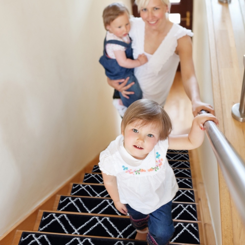 SussexHome Stair Treads - Carpet Strips for Indoor Stairs - Easy to Install with Double Adhesive Tape - Safe, 9" X 28" - 4-Pack - Navy