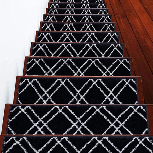 SussexHome Stair Treads - Carpet Strips for Indoor Stairs - Easy to Install with Double Adhesive Tape - Safe, 9" X 28" - 7-Pack - Navy
