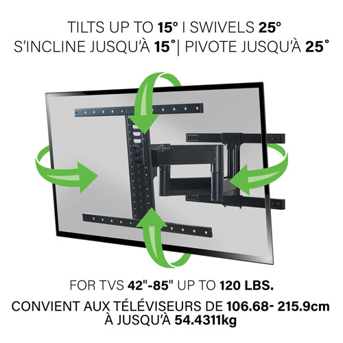 Support mural articulé Accents de SANUS pour téléviseur de 42 à 85 po