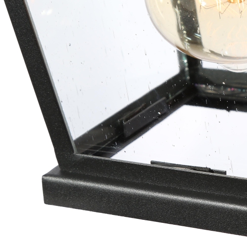 Modern Farmhouse 1-Light Matte Black Hardwired Outdoor Wall Lantern Sconce with Seeded Glass Shade