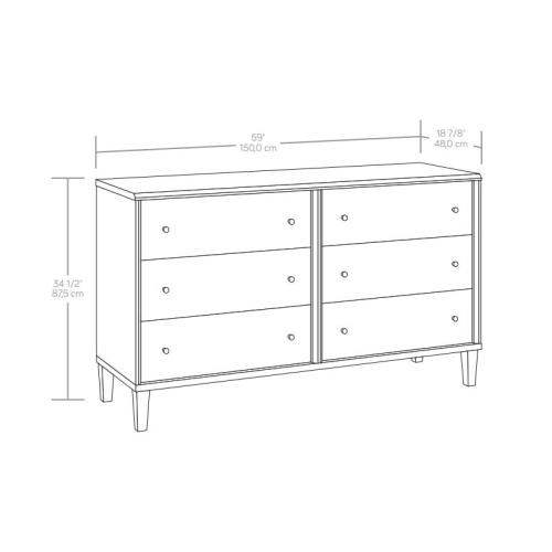 Sauder Willow Place Engineered Wood 6 Drawer Dresser in Grand Walnut