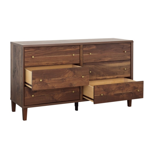 Sauder Willow Place Engineered Wood 6 Drawer Dresser in Grand Walnut