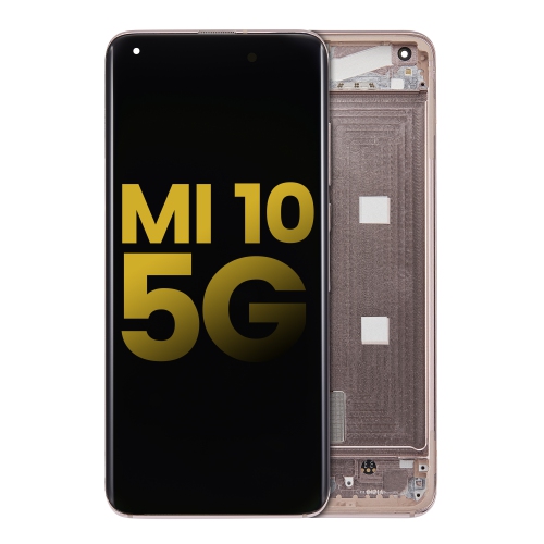 Replacement OLED Assembly With Frame Compatible With Xiaomi Mi 10 5G (Peach Gold) by ESOURCE PARTS - Refurbished condition - Image 2