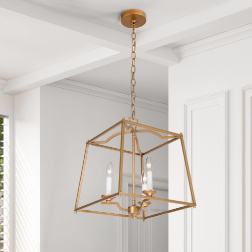 Cage Candlestick Chandelier Pendant Light 3-Light Brass Gold Island Chandelier for Dining room