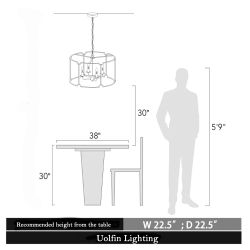Modern Gold Drum Island Pendant Light, 4-Light Brushed Gold Cage Dining Room Chandelier