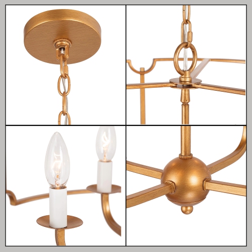 Modern Gold Drum Island Pendant Light, 4-Light Brushed Gold Cage Dining Room Chandelier