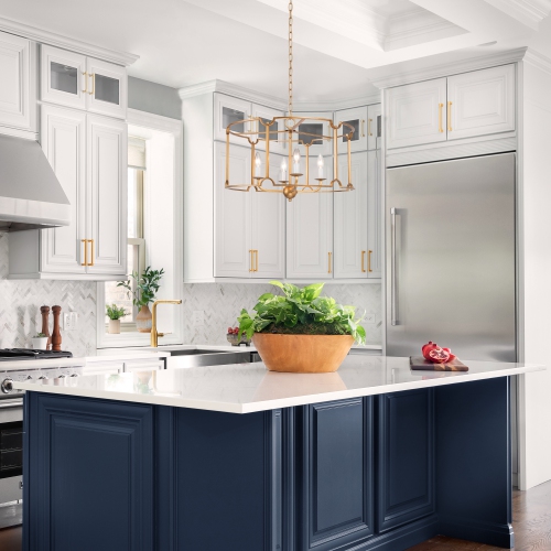 Modern Gold Drum Island Pendant Light, 4-Light Brushed Gold Cage Dining Room Chandelier