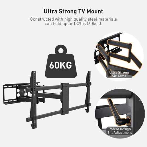37"-80" Full Motion TV Wall Mount , TV Mounts Bracket Heavy Duty with Articulating Arms Hold up to 132lbs and up to VESA sizes 800x400mm