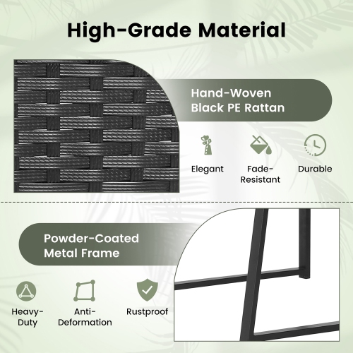 Costway 3pcs Patio Furniture Set Heavy Duty Cushioned Wicker Rattan Chairs Table Outdoor