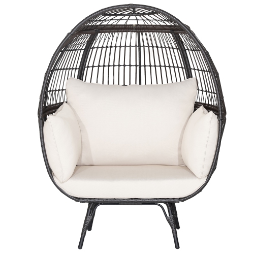 Costway Patio Oversized Rattan Wicker Egg Chair Lounge Basket 4 Cushion Indoor & Outdoor