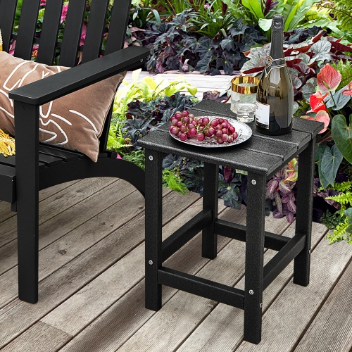 Costway 14" Patio Adirondack Side End Table HDPE Square Weather Resistant Garden Black/Brown/Grey/White