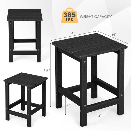 Costway 14" Patio Adirondack Side End Table HDPE Square Weather Resistant Garden Black/Brown/Grey/White