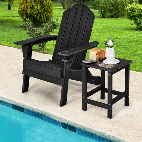 Costway 14" Patio Adirondack Side End Table HDPE Square Weather Resistant Garden Black/Brown/Grey/White