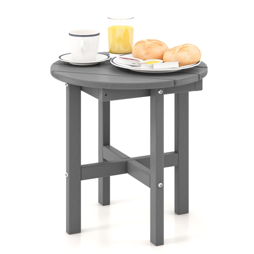 Costway Patio 18" Adirondack Round Side Table All Weather HDPE End Table Outdoor Grey