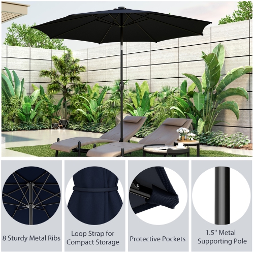 Costway 10 FT 112 LED Solar-Lighted Patio Table Market Umbrella Crank Tilt Outdoor