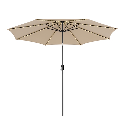 Table de jardin solaire/parasol/manivelle inclinable extérieur de 10 pi 112 LED de Costway