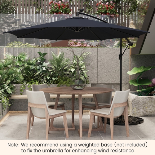 Costway 10FT Patio Solar-Lighted 112 LED Cantilever Offset Umbrella Crank Tilt Outdoor