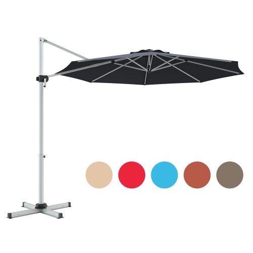Costway 11' Patio Cantilever Offset Umbrella 360 degrees Rotation Aluminum Tilt