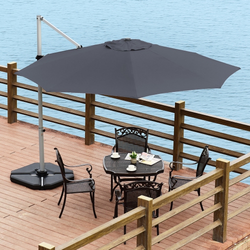 Costway 11' Patio Cantilever Offset Umbrella 360 degrees Rotation Aluminum Tilt