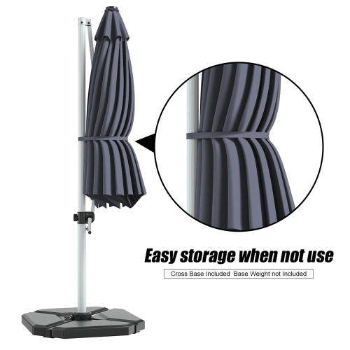 Costway 11' Patio Cantilever Offset Umbrella 360 degrees Rotation Aluminum Tilt