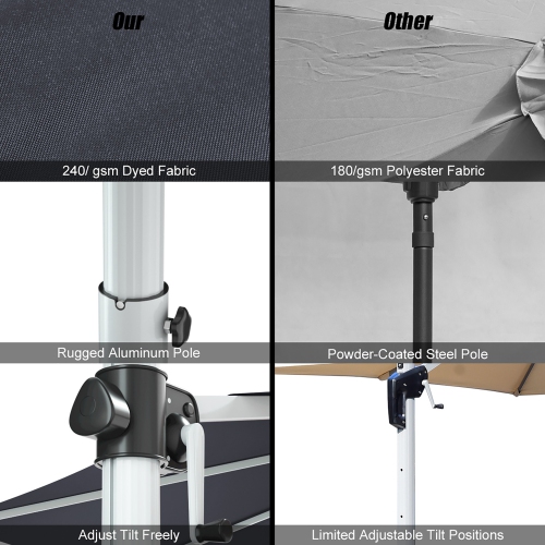 Costway 11' Patio Cantilever Offset Umbrella 360 degrees Rotation Aluminum Tilt