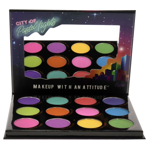 City of Pastel Lights - 12 Pastel Pigment and Eyeshadow Palette by Rude Cosmetics for Women - 0.41 oz Eye Shadow