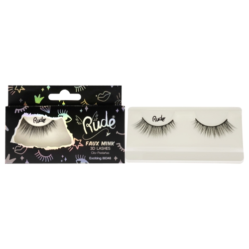 RUDE COSMETICS  Essential Faux Mink 3D Lashes - Exciting By for Women - 1 PC Pair