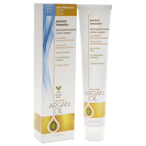Crème de couleur semi-permanente à l'huile d'argan Perfect Intensity - Neon Blue par One n Only pour unisexe - 3 oz de couleur de cheveux