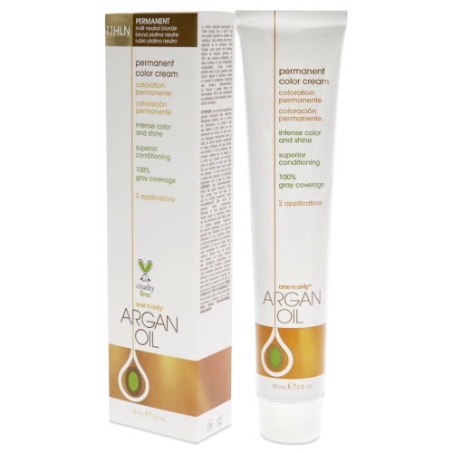 Crème de coloration permanente à l'huile d'argan - 11HLN Hi-Lift Blond neutre par One n Only pour unisexe - 3 oz de couleur de cheveux
