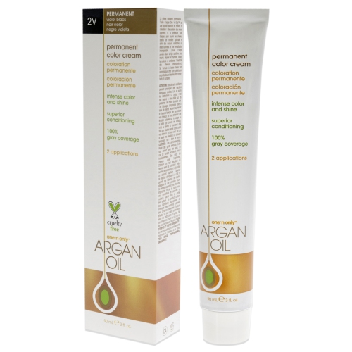 Crème de coloration permanente à l'huile d'argan - 2V Violet Noir par One n Only pour unisexe - 3 oz de couleur de cheveux